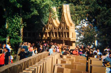Cardboard structure at the Halton build