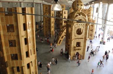 Cardboard structure at the Wirral build